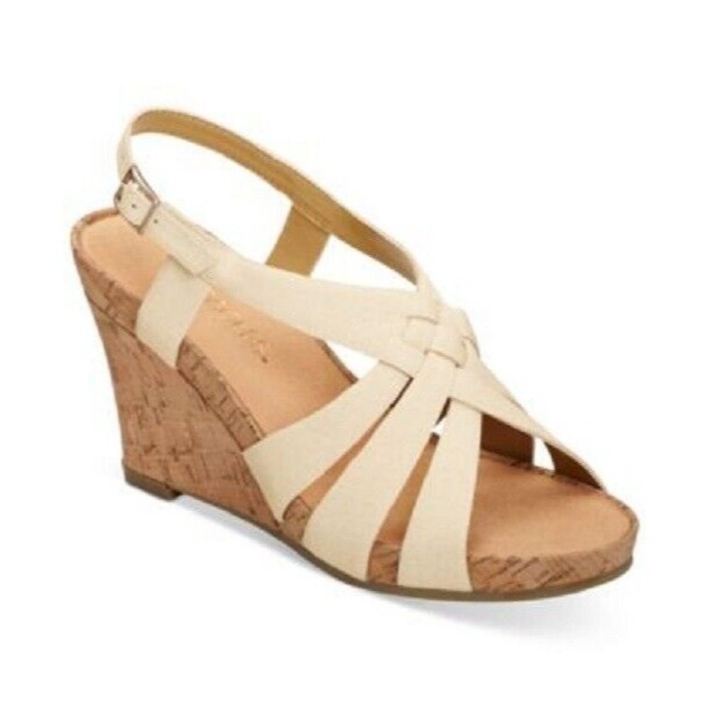 Aerosoles Womens Guava Plush Ivory Open Toe Wedge Platform Heel Size US 9.5 M